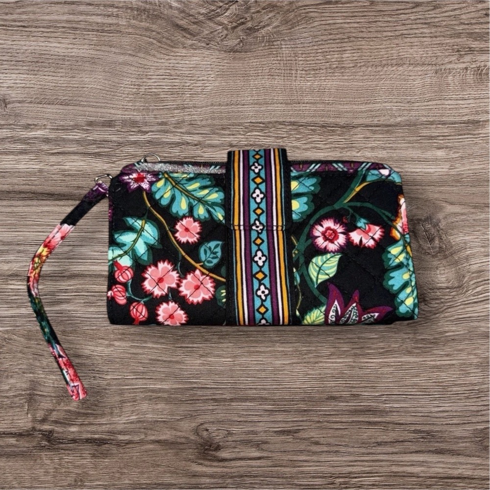 New Vera Bradley Iconic‎ RFID Combo Wristlet Wallet Vines Floral Zip Women's